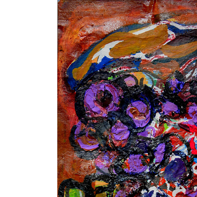 平林美奈子　絵画　豊穣　ミクストメディア　2号　部分拡大（左上）