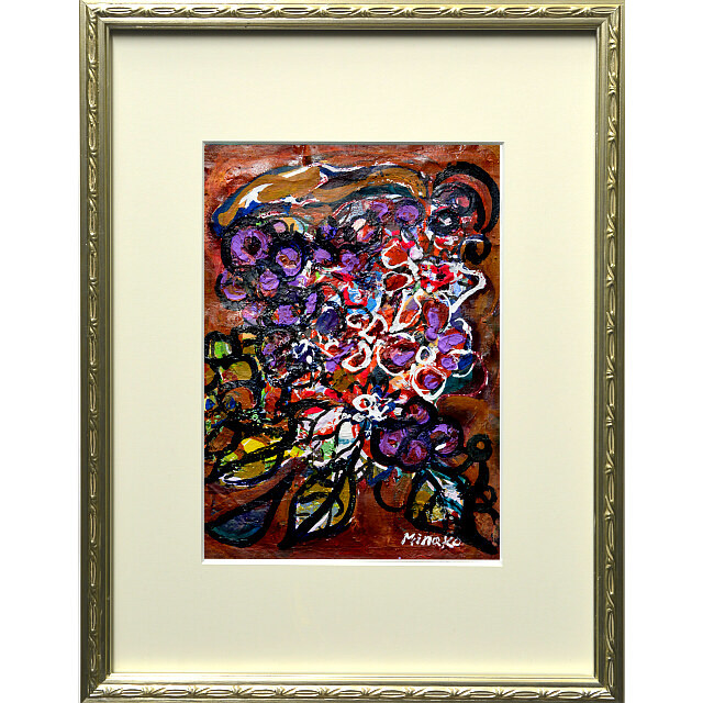 平林和子、【春の想い】、希少な額装用画集より、美品、新品額装付 平林美奈子 絵画作品 「Houjou （豊穣）」 ミクストメディア F2号のご