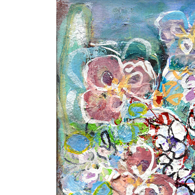 平林美奈子　絵画　JUNE　ミクストメディア　2号　部分拡大（左上）