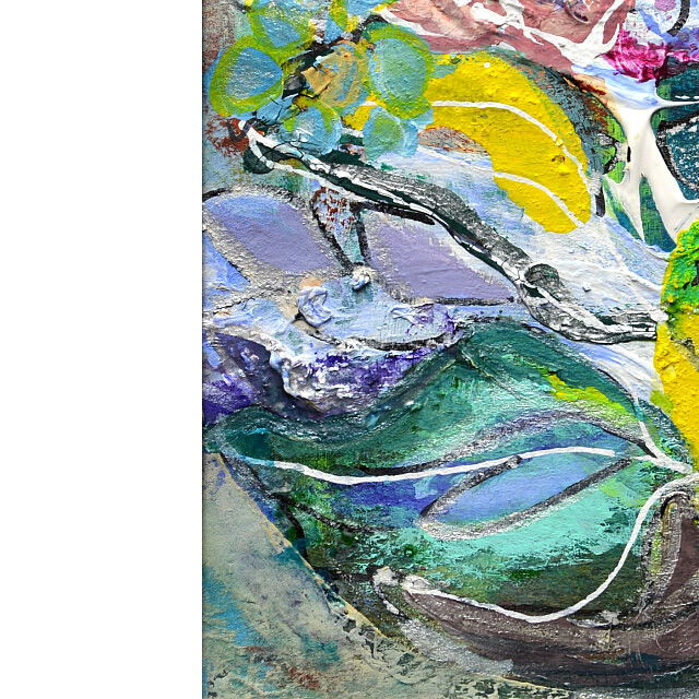 平林美奈子　絵画　JUNE　ミクストメディア　2号　部分拡大（左下）