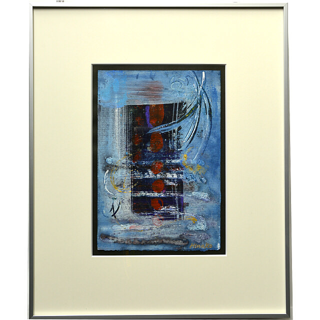 平林美奈子　絵画　風　ミクストメディア　2号 額付き