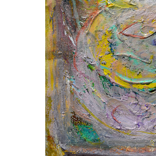 平林美奈子　絵画　まどかなる宙に咲いて　ミクストメディア　2号　部分拡大（左下）