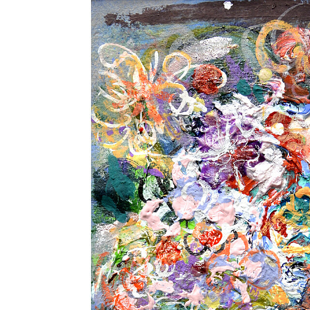 平林美奈子　絵画　メランコリー　ミクストメディア　2号　部分拡大（左上）