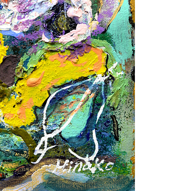 平林美奈子　絵画　メランコリー　ミクストメディア　2号　部分拡大（右下）