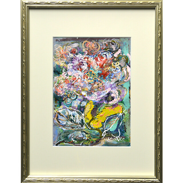 平林美奈子　絵画　メランコリー　ミクストメディア　2号 額付き