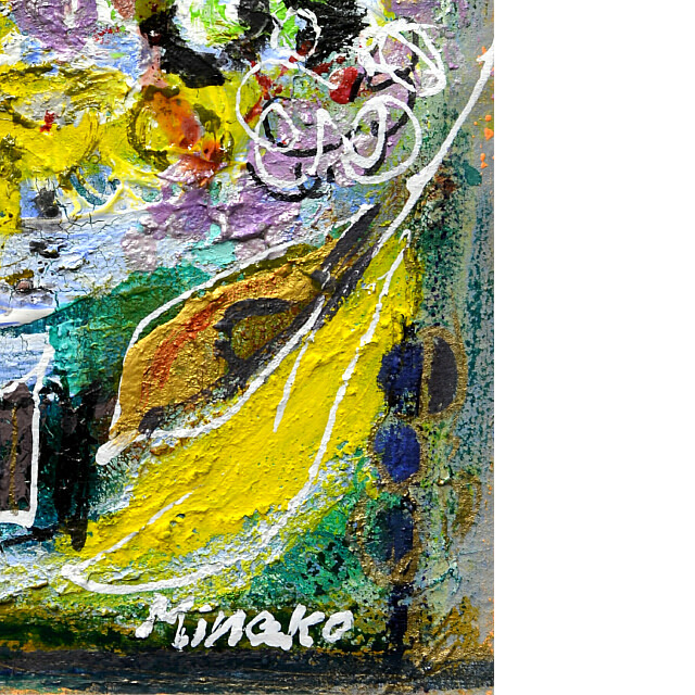 平林美奈子　絵画　扉はそこにある　ミクストメディア　2号　部分拡大（右下）