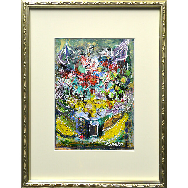 平林美奈子　絵画　扉はそこにある　ミクストメディア　2号 額付き