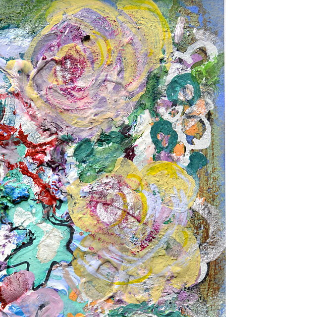 平林美奈子　絵画　溶けて　ミクストメディア　2号　部分拡大（右上）