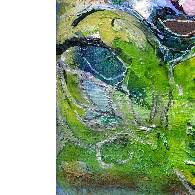 平林美奈子　絵画　溶けて　ミクストメディア　2号　部分拡大（左下）