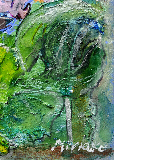 平林美奈子　絵画　溶けて　ミクストメディア　2号　部分拡大（右下）