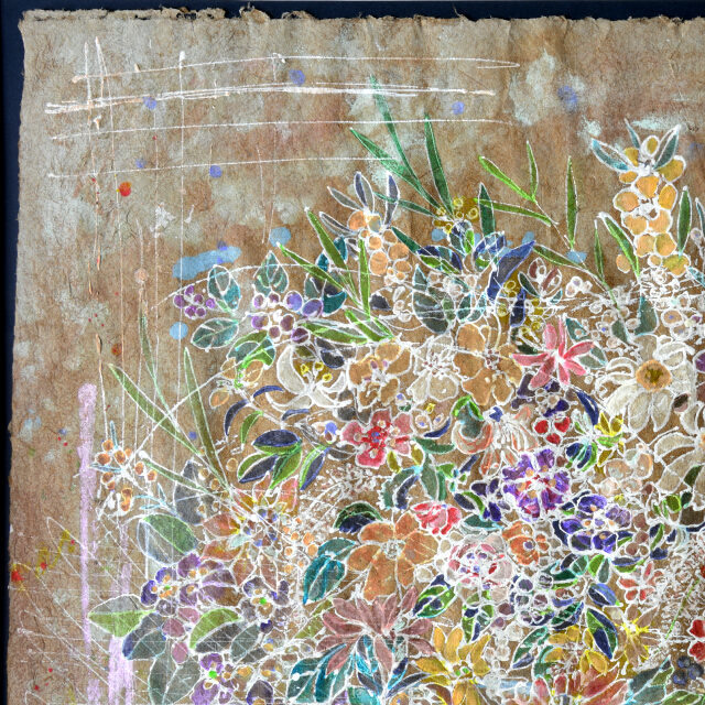 平林美奈子　絵画　和　ミクストメディア　30号　部分拡大（左上）