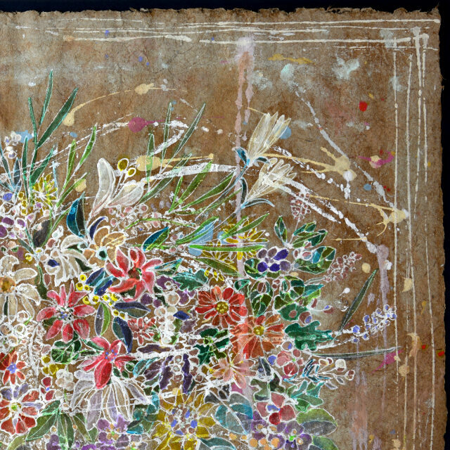平林美奈子　絵画　和　ミクストメディア　30号　部分拡大（右上）