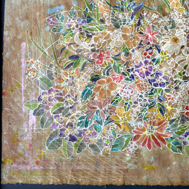 平林美奈子　絵画　和　ミクストメディア　30号　部分拡大（左下）