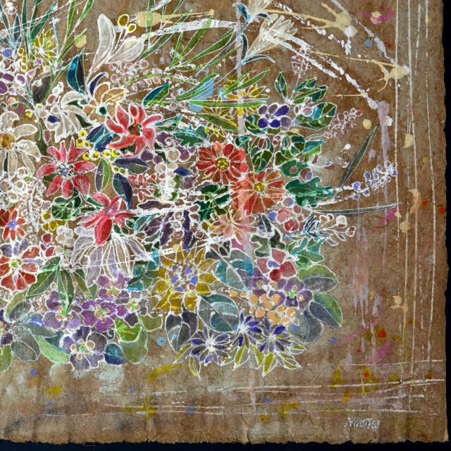 平林美奈子　絵画　和　ミクストメディア　30号　部分拡大（左下）