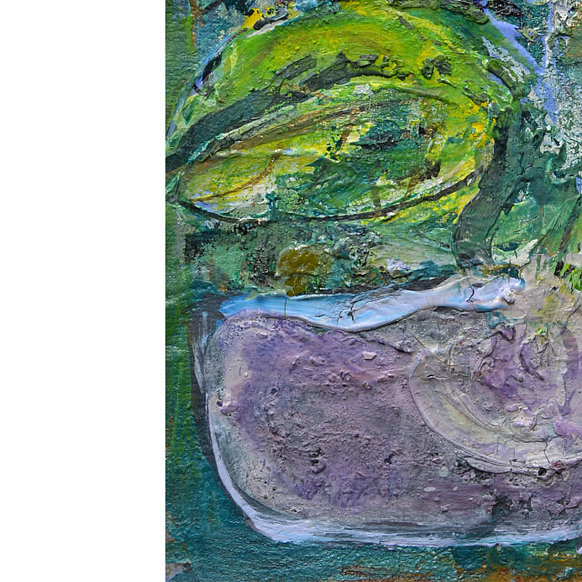 平林美奈子　絵画　私の側に飾られて?　ミクストメディア　2号　部分拡大（左下）