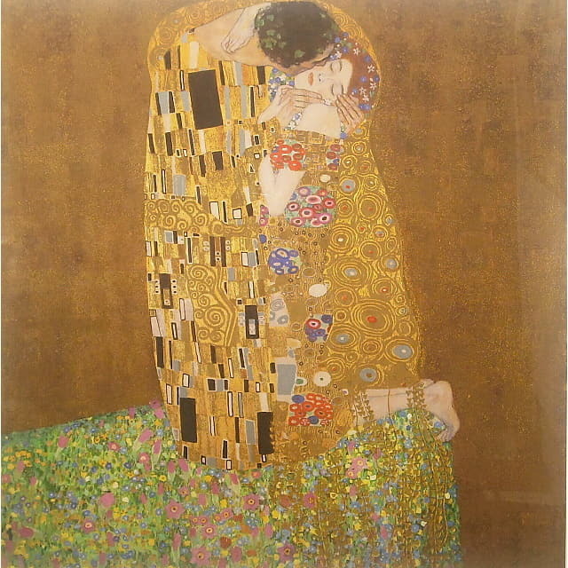 グスタフ・クリムト（Gustav Klimt） 「接吻（Ｋｉｓｓ）」　シルクスクリーン 　正方形