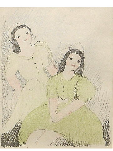 マリー・ローランサン　版画　作品　園遊会　新しいドレス