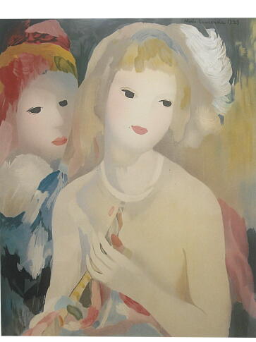 マリー・ローランサン　リトグラフ　笛をもつ少女