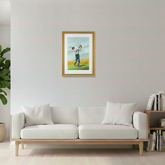 モーリス・フィロノー　Maurice FILLONNEAU 「スイング」　オリジナル・リトグラフ 　　絵を飾ったイメージ リビングルーム