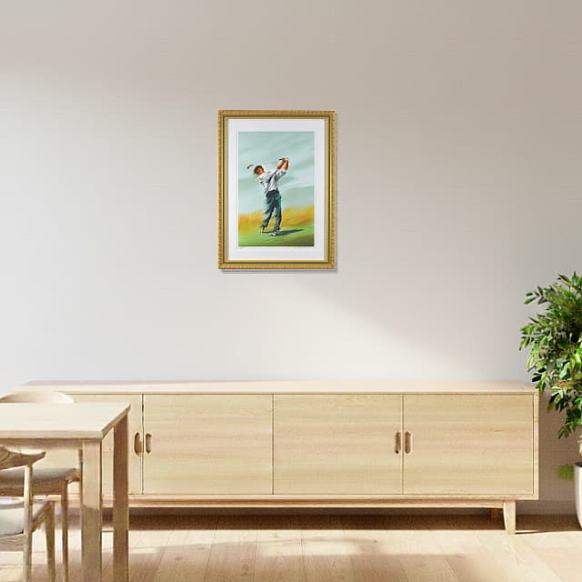 モーリス・フィロノー　Maurice FILLONNEAU 「スイング」　オリジナル・リトグラフ 　　絵を飾ったイメージ ダイニングルーム