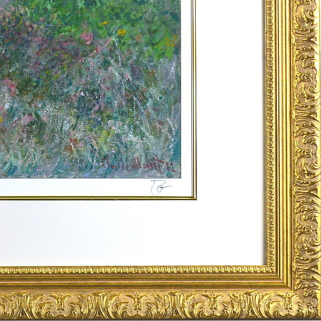モネ　プールヴィルの断崖の上の散歩　複製画　額縁デザイン