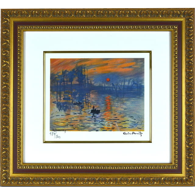 モネ　印象・日の出　複製画　リトグラフ　額付　印象派を代表する画家の作品　原画所蔵パリ・マルモッタン美術館
