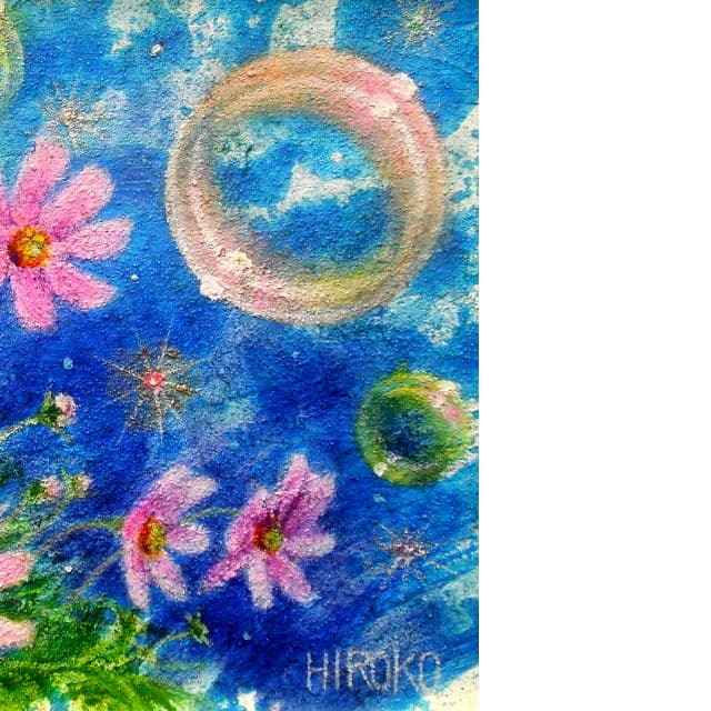 森谷紘子　油絵　バラの花の絵　部分拡大（左）