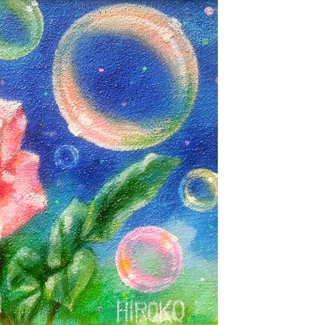 森谷紘子　油絵　バラの花の絵　部分拡大（右）