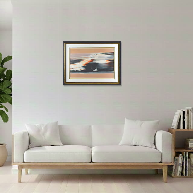 ピエ ール・ドートルロー　Pierre DOUTRELEAU 「F1」　オリジナル・リトグラフ 　　絵を飾ったイメージ リビングルーム