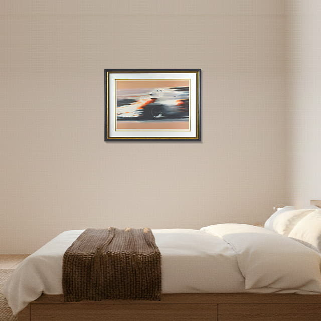 ピエ ール・ドートルロー　Pierre DOUTRELEAU 「F1」　オリジナル・リトグラフ 　　絵を飾ったイメージ ベッドルーム