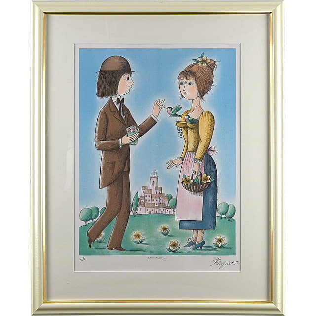レイモン・ペイネ「おやつの時間」リトグラフ 直筆サイン入り｜絵画販売