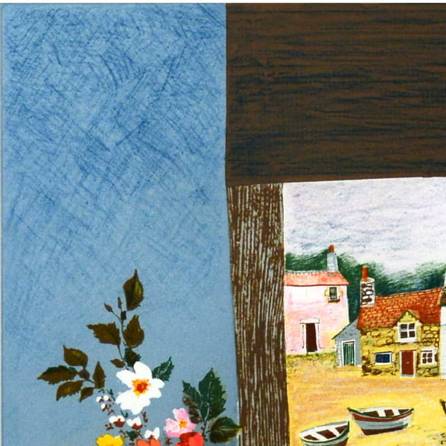 ブレンダ・キング　Brenda King 「3羽のアヒル」　オリジナル・リトグラフ 　画面左上の拡大　