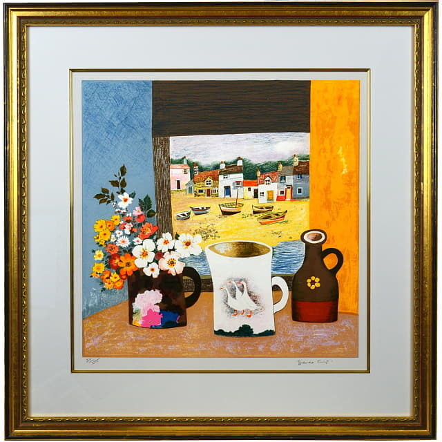 ブレンダ・キング　Brenda King 「3羽のアヒル」　オリジナル・リトグラフ 　額付