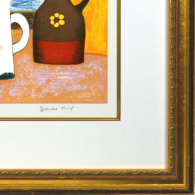 ブレンダ・キング　Brenda King 「3羽のアヒル」　オリジナル・リトグラフ 　額縁デザインと作家自筆サイン