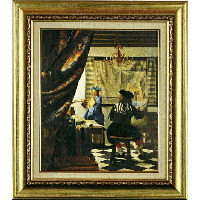 フェルメール「絵画芸術」　複製画　大塚巧藝　額付き