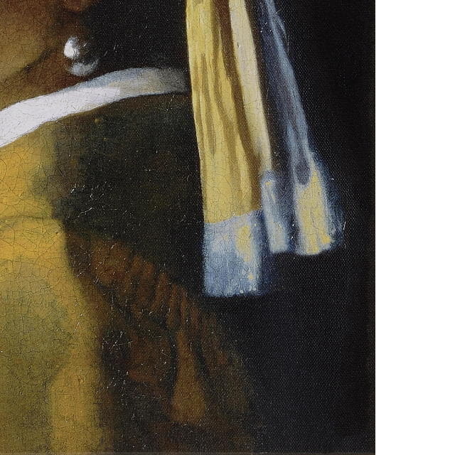 フェルメール　真珠の耳飾りの少女　複製画（ほぼ原寸大）　部分拡大　右下