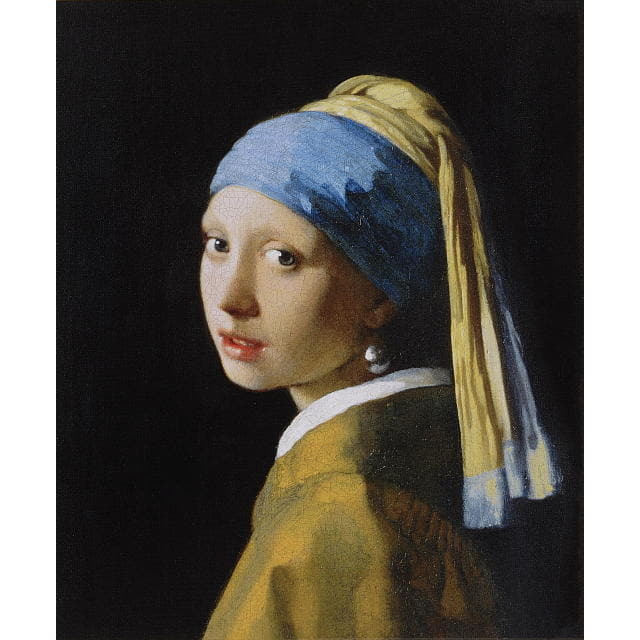 フェルメール　真珠の耳飾りの少女　複製画（ほぼ原寸大）　作品全体像