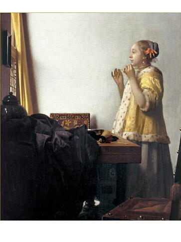 フェルメール　真珠の首飾りの少女　複製画