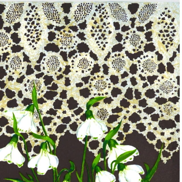 ブレンダ・キング　Brenda King 「ユキノハナ」　オリジナル・リトグラフ 　画面右上の拡大