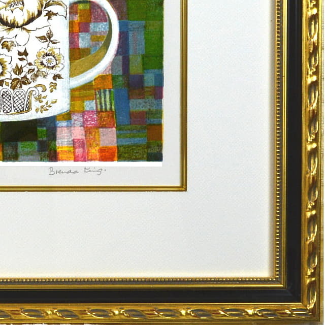 ブレンダ・キング　Brenda King 「ユキノハナ」　オリジナル・リトグラフ 　額縁デザインと作家自筆サイン