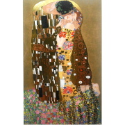 グスタフ・クリムト(Gustav Klimt)「接吻（Kiss）」ジクレ・シルクスクリーン 額縁ベージュ色