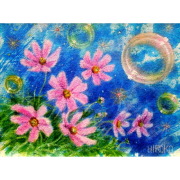 花の絵・油絵 パンジー 青柳キミ子 【油彩作品 小さな油絵】 アート