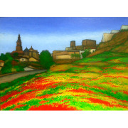 大矢邦昭 作品 スペインの絵・風景画 「晴朗のグラナダ」 油彩