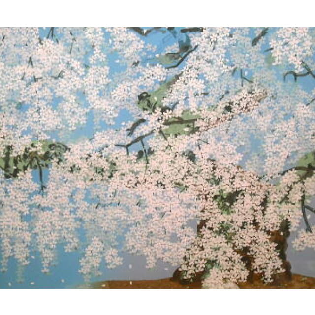中島千波　桜の絵　桜花清々　シルクスクリーン版画　アートギャルリー日本ぶっくあーと