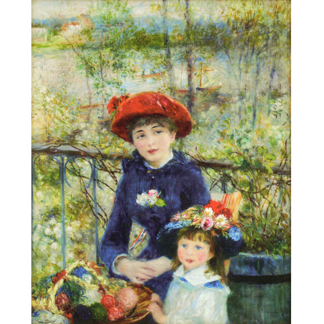 ルノワール　二人の姉妹　複製画　ハンドメイド金箔仕上げ高級額付き