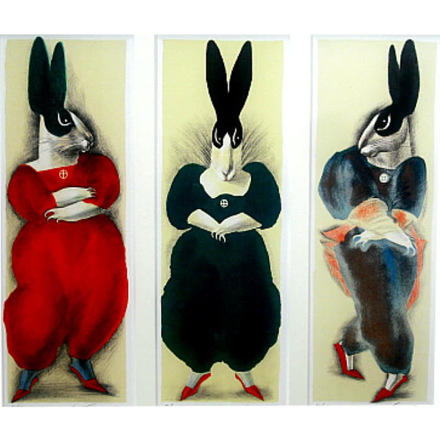 十時孝好　ととき　うさぎ　リトグラフ