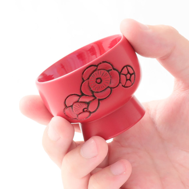 村上木彫堆朱 藤井漆工 ぐい呑 3個組 松竹梅