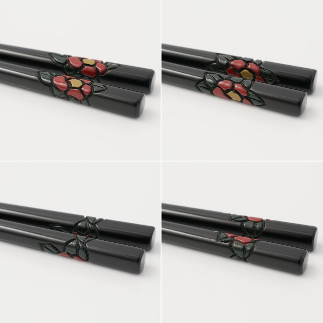 藤井漆工 夫婦箸 椿　黒