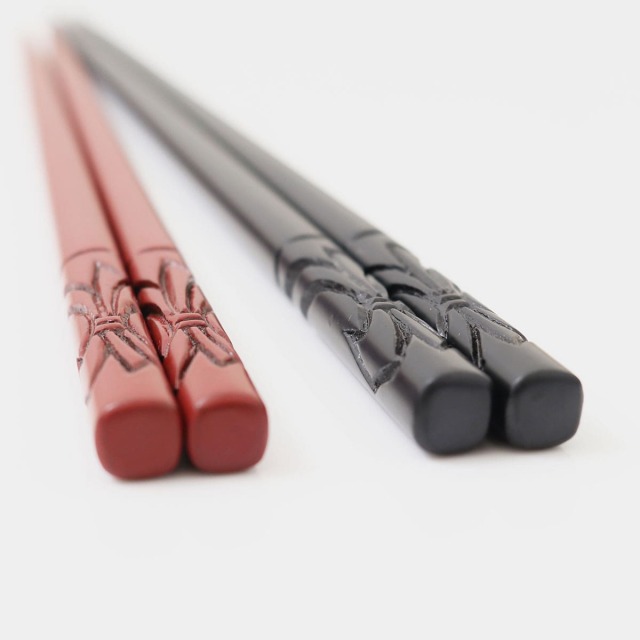 藤井漆工］村上堆朱 夫婦箸 結び