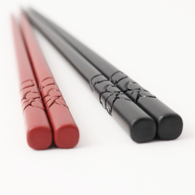 藤井漆工］村上堆朱 夫婦箸 桜